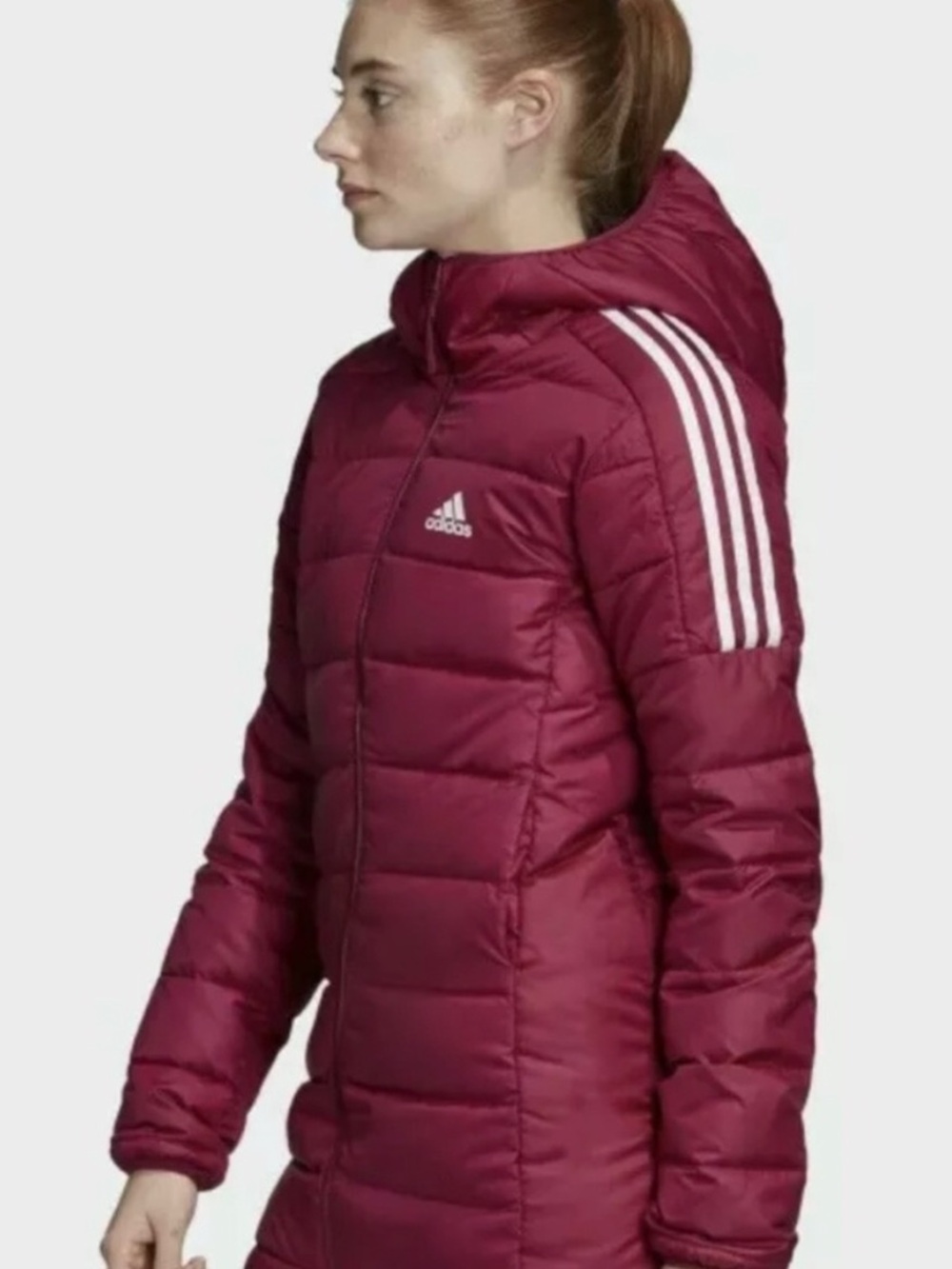Adidas Women’s Essential Down Parka Jacket GH4592 — Burgundy, S